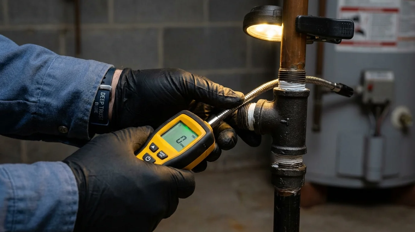 Gas leak detection with electronic sniffer by Johns Plumbing LLC in Zillah